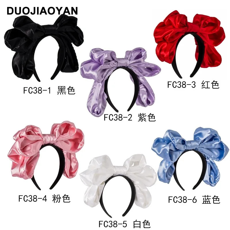 Internet Celebrity Same Style Sweet Japanese Solid Color Big Bow Headband Lolita Satin ThreeDimensional Versatile Twist Hair Ac 251023