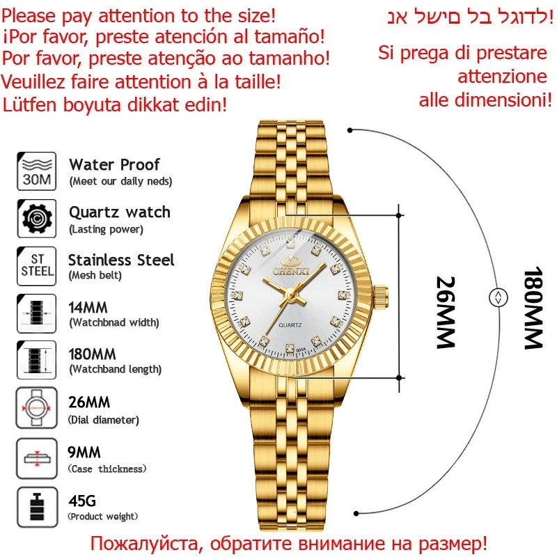 CHENXI Super Womens Watch Quartz Golden Stainless Steel Small Dial Charm Dress Trendy Wristwatch for Fashion La 251021