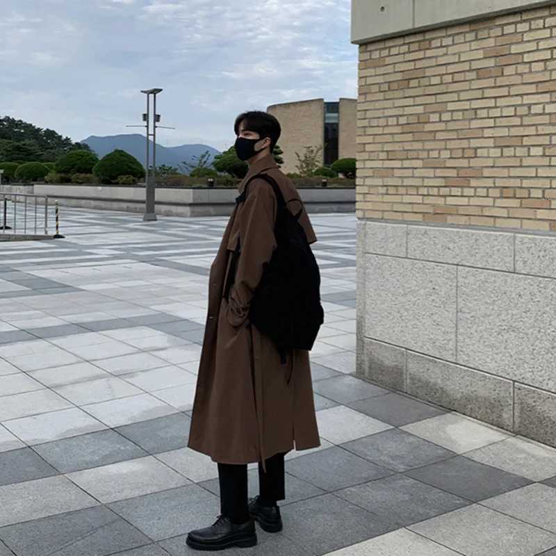 Trench coat Brand New Spring Trench Korean Mens Fashion Overcoat Male Long Windbreaker Streetwear Men Coat Outer Wear ClothingT251025