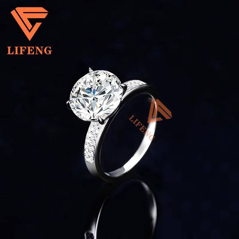 Custom Jewelry Engagement Ring Classical Main Stone 2ct Round Shaped Eternity Jewelry Moissanite Promise Ring