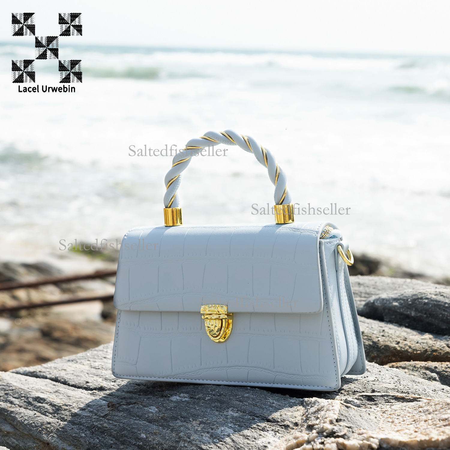 Lacel Urwebin Designer Niche Women's Handbag Spring And Summer New Item Crocodile Pattern High-end Fashion Single Shoulder Slanted Small Square B