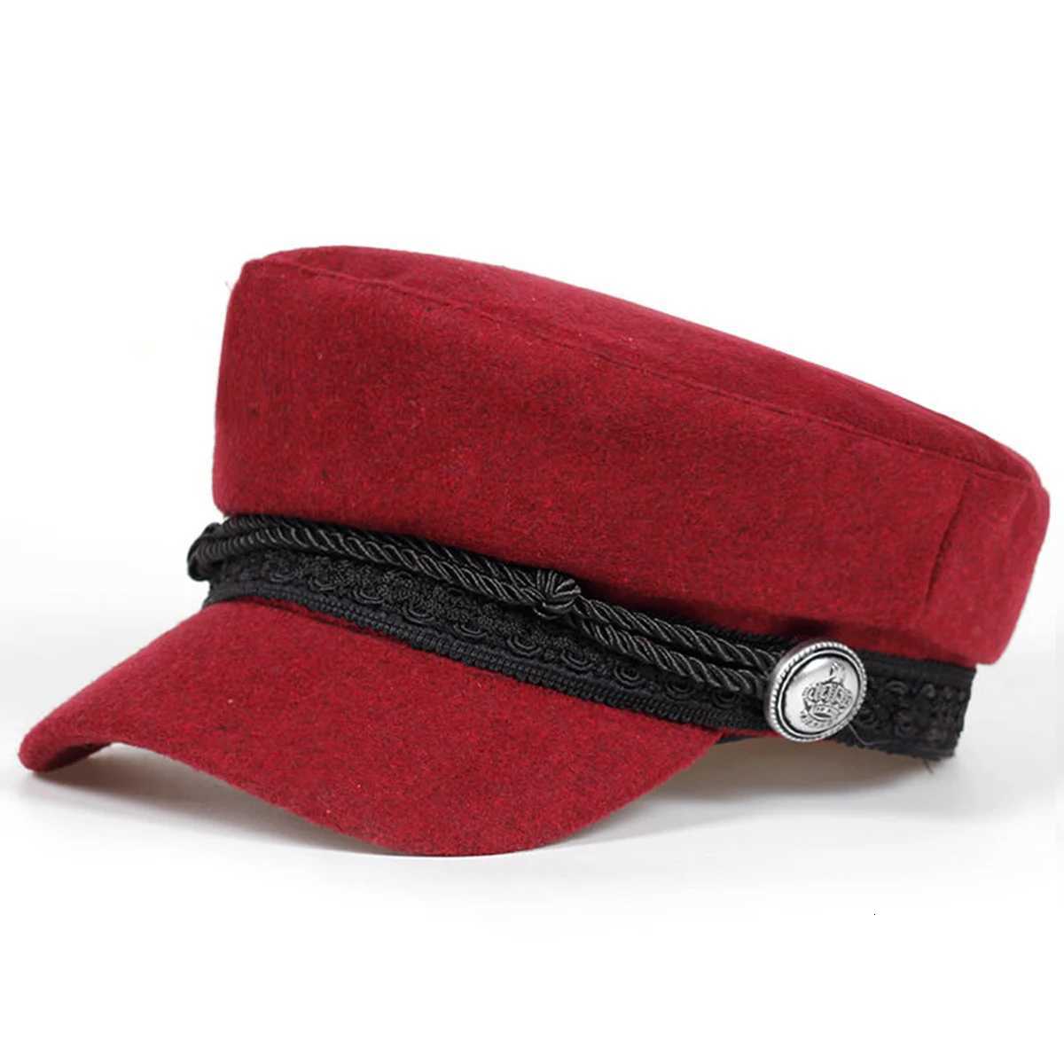 Fashion Wen Crown buckle lace Army C Spring Autumn Sailor Hats Black Ladies Beret Cs Men Flat Top Ctain Military Cs Y251025