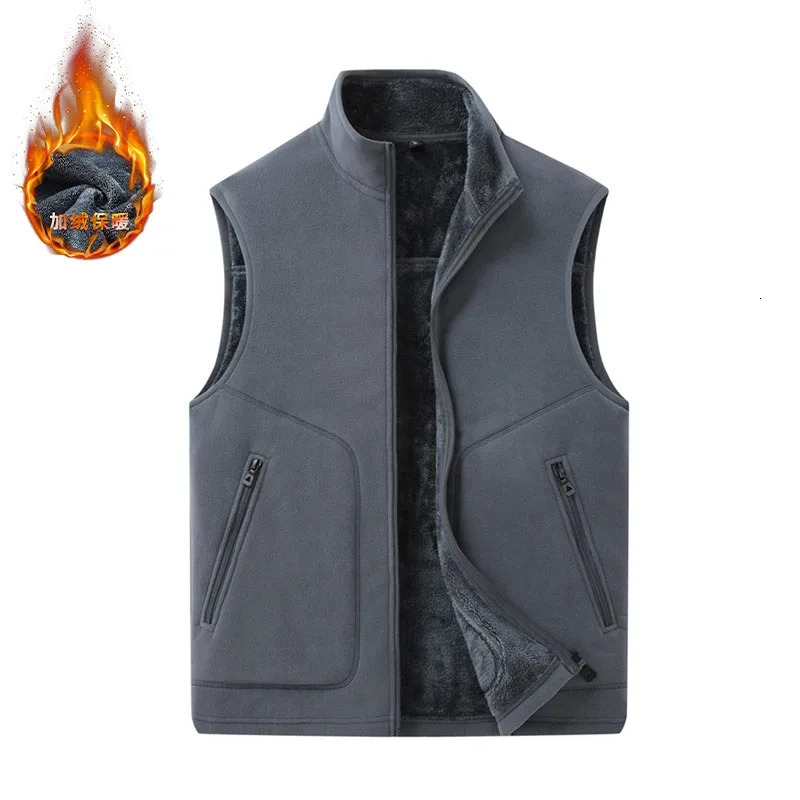 large sized fleece vest for men in autumn and winter thickened with fleece stand up collar waistcoat and sheepskin for warmth 251020