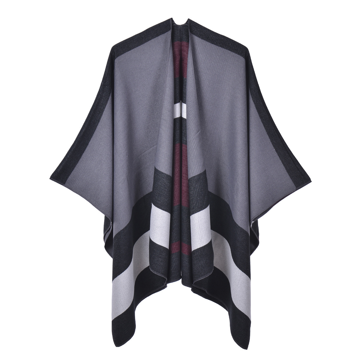 New DoubleSided Scarf Shawl Fashion Striped Cape Womens Outerwear Warm Cardigan