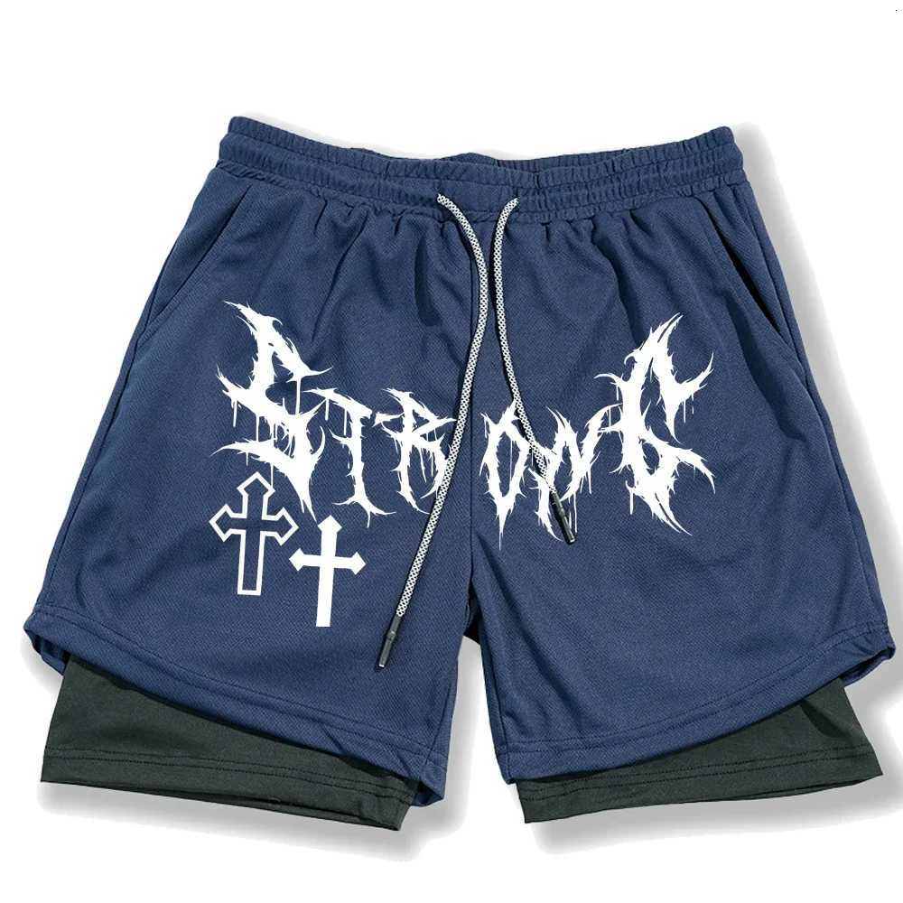 Mens Double Layer 2in1 Shorts Summer Gothic High Street Shorts Compression Quick Dry Breathable Fitness Joggers Casual ShortXJ251025