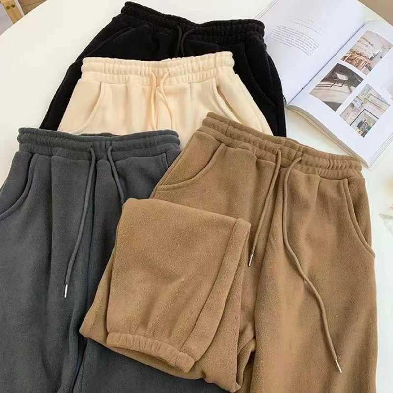Women Winter Thick Warm Trousers Warm Doublesided Polar Fleece Harem Pants Casual Sports High Waist Comfortable Baggy Long PantT251025