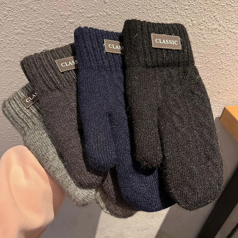 Men Winter Gloves Extreme Warmth Thermal Fleece Lined Knitted Fingerless Mittens Touchscreen Windproof Fashion Outdoor Sports 251021