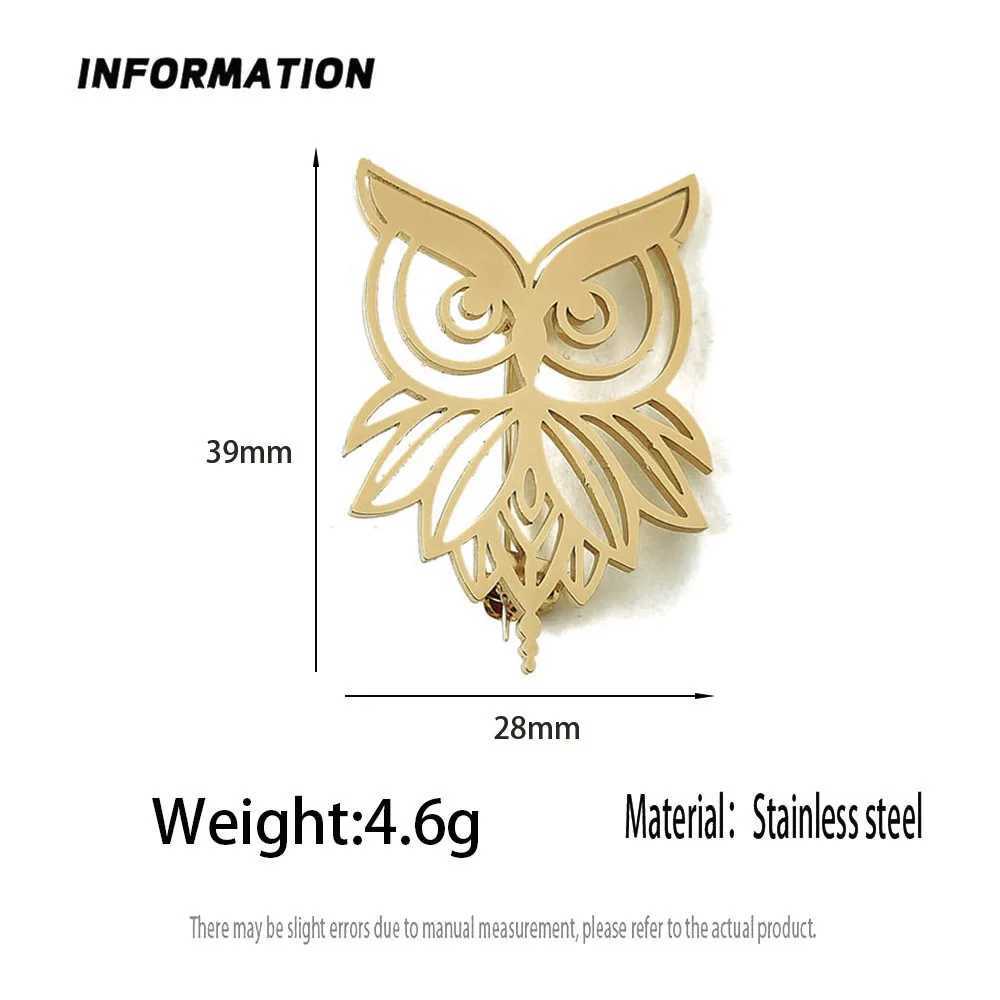 Fashion punk style hollow owl stainless steel goldplated 18K brooch black suit accessories wedding matching set J251115