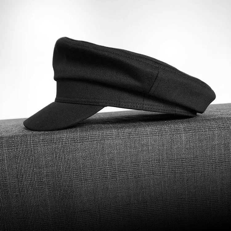 2025 Mens Nautical Peaked C Vintage Flat Top Beret Military Style Breathable Cotton Summer Boating Hat Anchor Pah Y251025