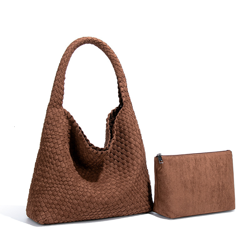 Autumn Winter Retro New Woven Handbag Down Material Large Capacity Tote Bag, for Women Daily Work