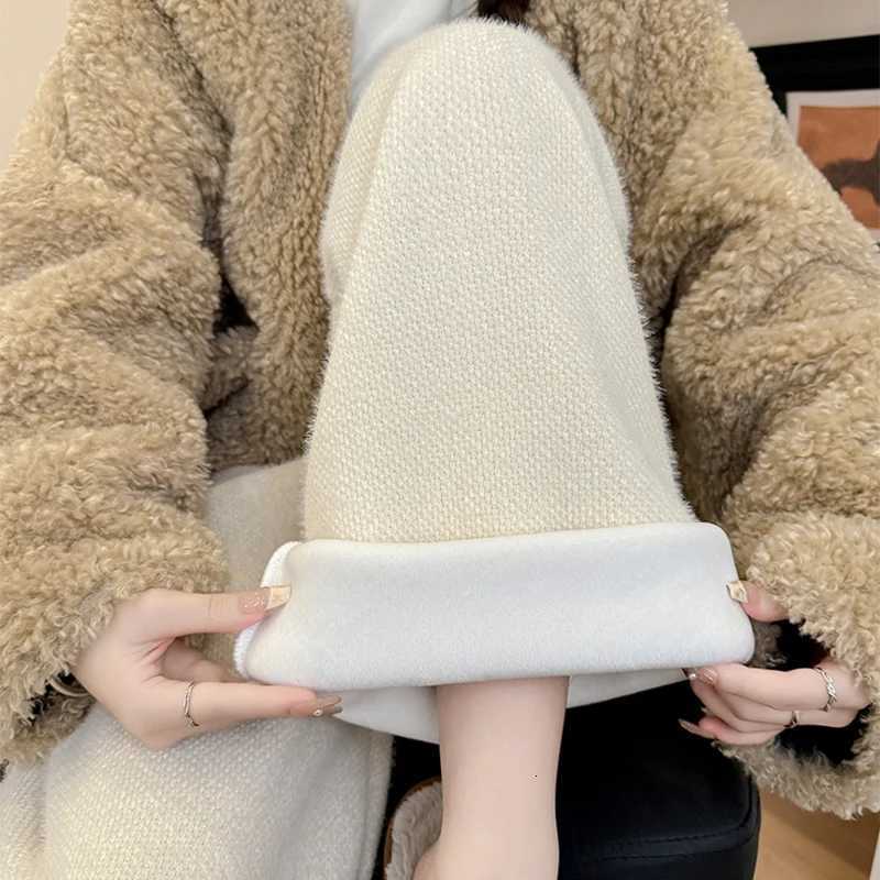 Imitation Mink Soft Pants for Women High Waist Fleece Straight Casual Pants Woman Loose Drawstring Thick Plush Trousers LadiesT251025