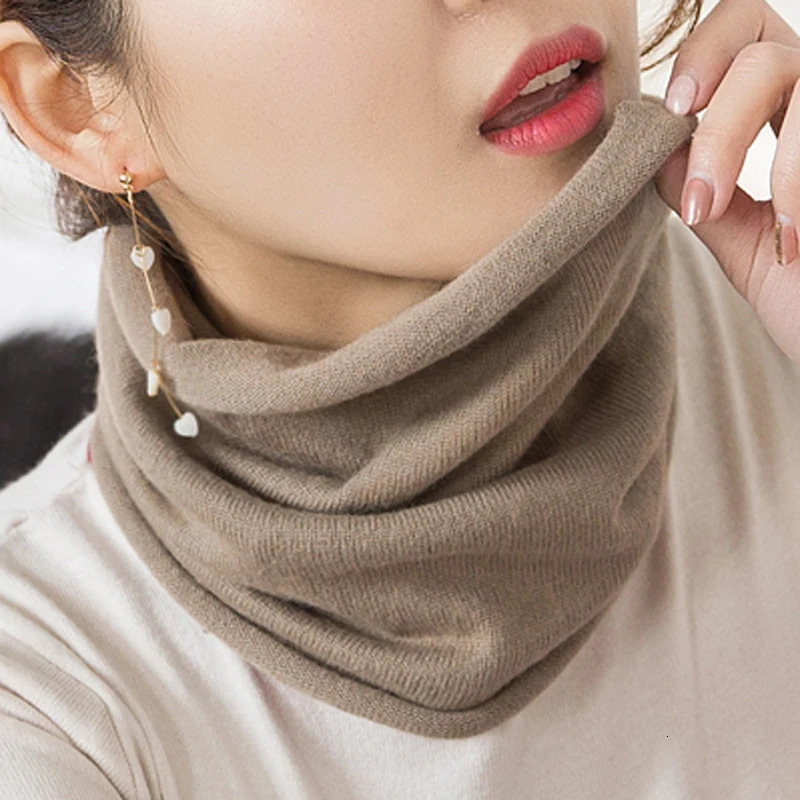 Women100 Wool Ring Scarves Soft Single Loop Neck Warmer Female Winter Cashmere Knitted Turtleneck Collar Neckerchief 251020