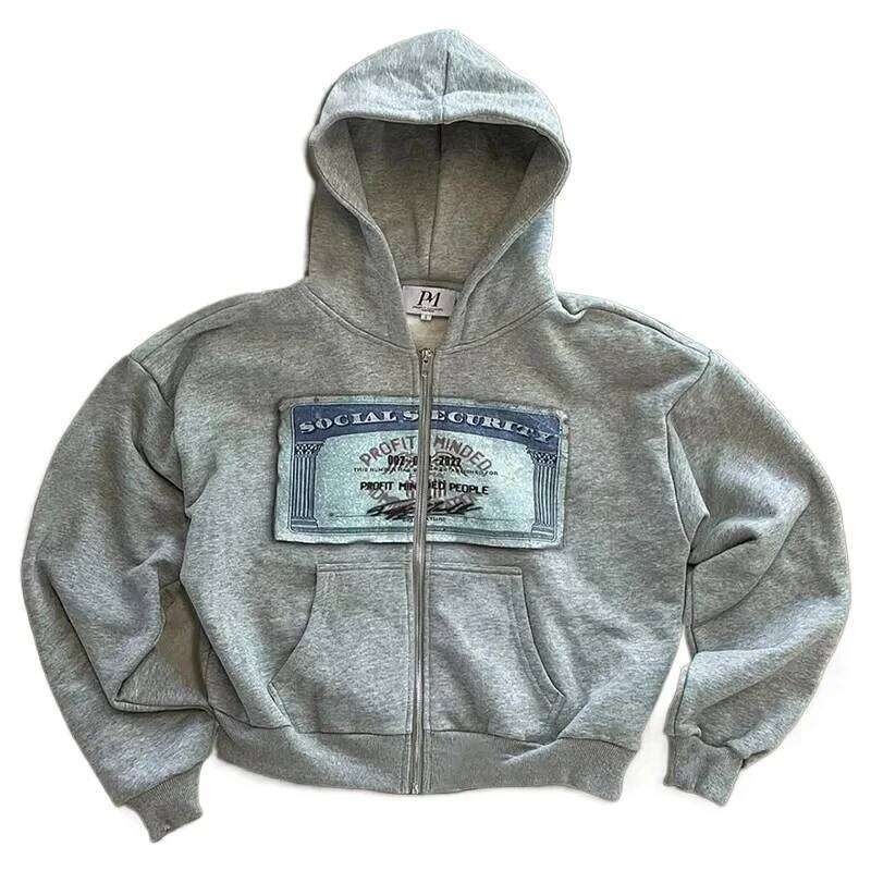 American Trend Joker Pattern Printing Loose Zipper Men's Street Y2k New Hip-Hop Rock Punk Sweatshirt Couple Casual Hoodie