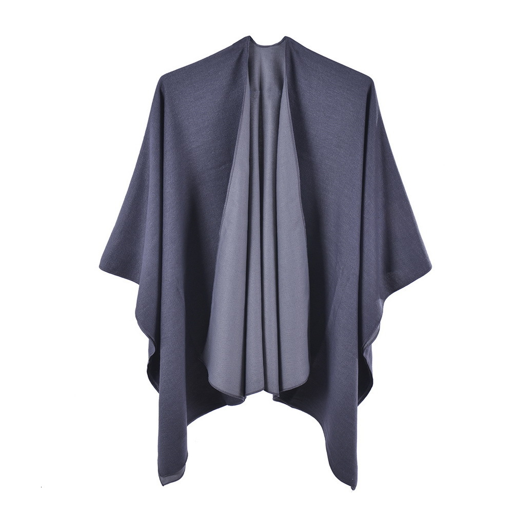 Womens Spring and Autumn Warm Fashion Shawl DoubleSided Imitation Cashmere Split Cape Cloak AirConditioned Room Nap Blanket