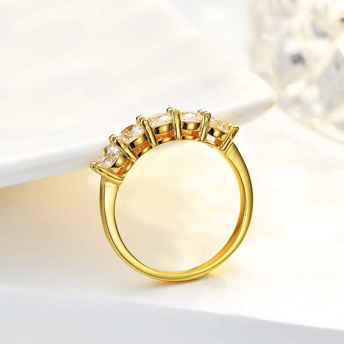 2020 Delicate Bridal Jewelry Mini Moissanite Diamond Eternity Wedding Band Gold Plated 925 Sterling Silver Moissanite Ring