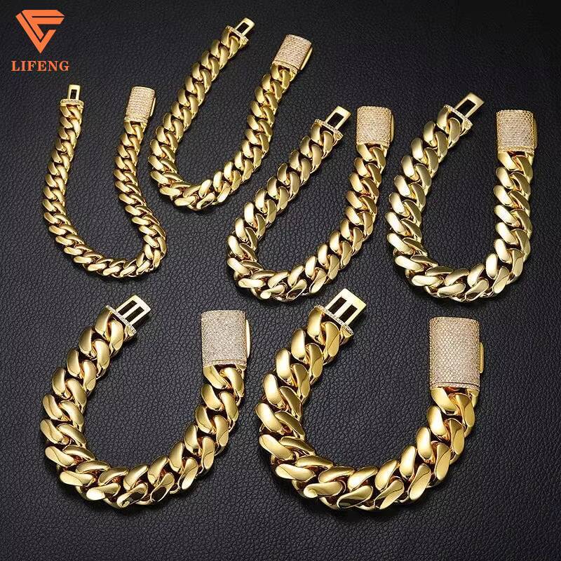 Lifeng Jewelry 20mm VVS Moissanite Chain 18k Gold Plated Cuban Link Chain Sterling Silver Diamond Hiphop Cuban Necklace