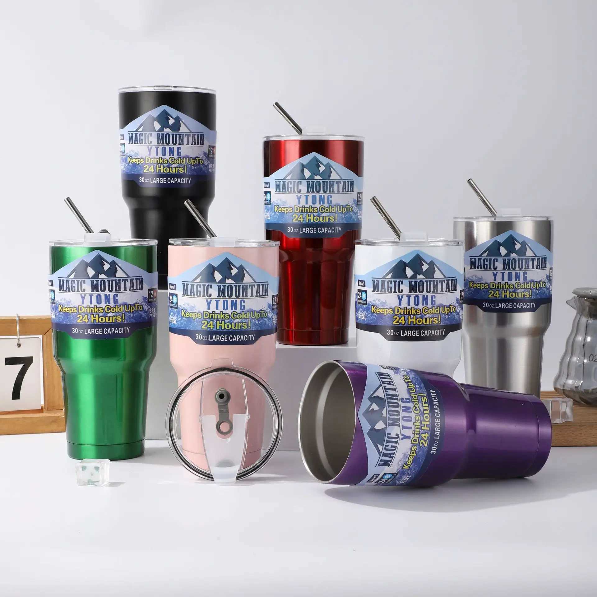 30oz Vacuum Insulated Bottle Magic Stainless Steel Freeze Thermos Cup Ice Coffee Drink Mountain Cup for Car Travel Outdoor Sport J251025