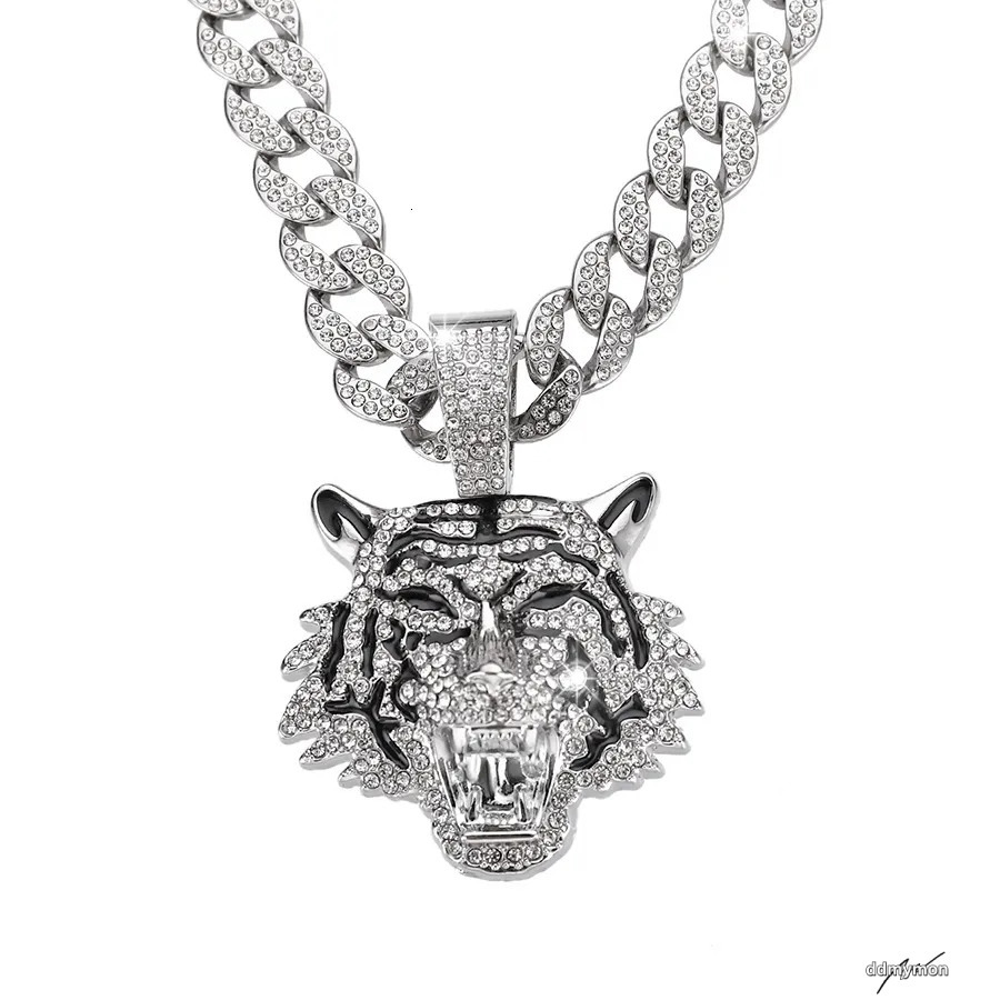 Men's Alloy Cuban Chain Necklace With 3D Tiger Pendant - Hip Hop Style Statement Jewelry Ddmymon