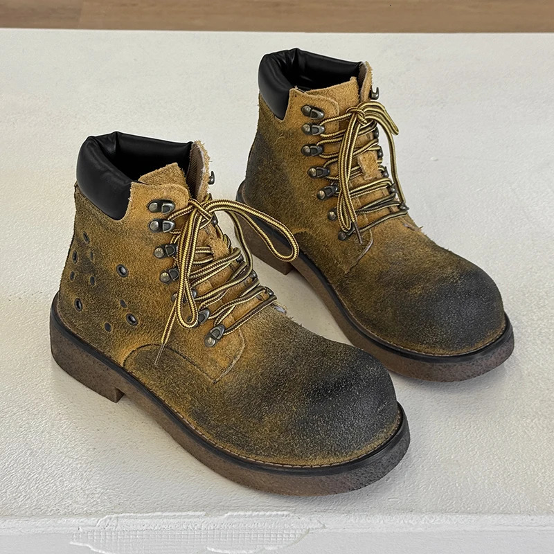 Street Style Men Ankle Boots High Top Suede Leather Shoes Fashion Man Ankle Boots Outdoor Business Casual Shoes Motorcycle Botas 251023