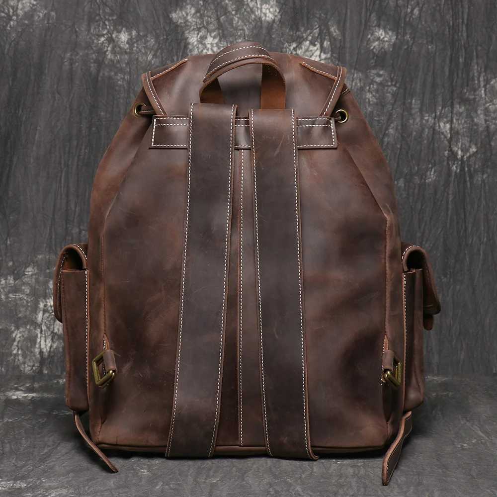 LUOKIR New Leather Shoulder Bag With Layered Cowhide Personalized Travel Backpack Large Capacity Computer Bag School Bag W251025