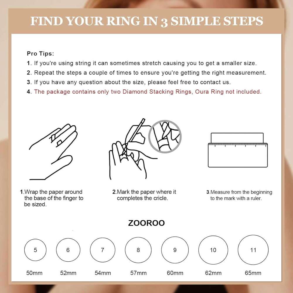 2-Pack 14K Gold Plated Stacking Rings 4/Oura Gen 3, Cubic Zirconia Simulated Dia Oura Ring Stack for Women