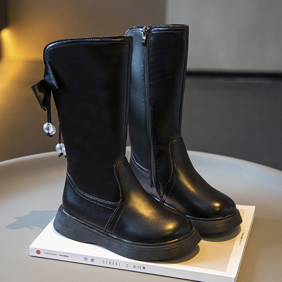 Girls Boots Kids Knee High Non-Slip Long Boots for Girl Toddlers High Leather Boots Kidsnest Fashion Children Boots Sizes 23 - 37 US7C-US5Y K1179