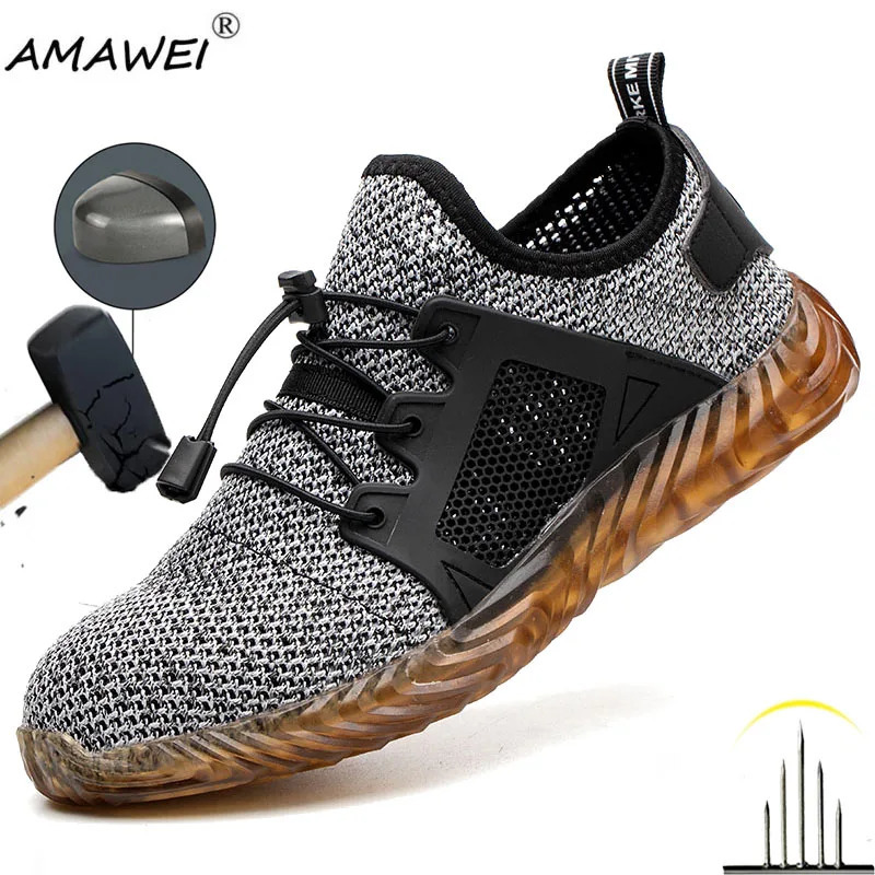 Men Steel Toe Safety Work Shoes Mesh Breathable Lightweight Comfortable Industrial Construction Shoes Puncture Proof Anti slip 251023