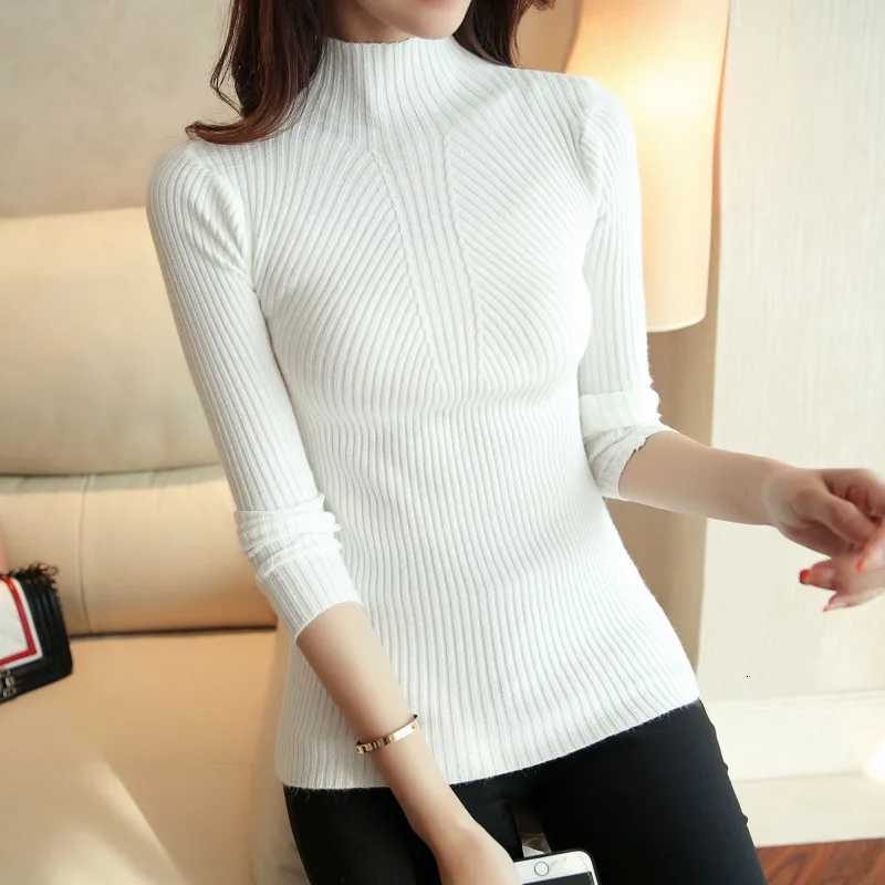 Turtleneck Solid White and Black Tops Sweaters 2025 Winter Long Sleeve Pullovers Fashion Womens Sweaters Femme Clothing 5218T251025