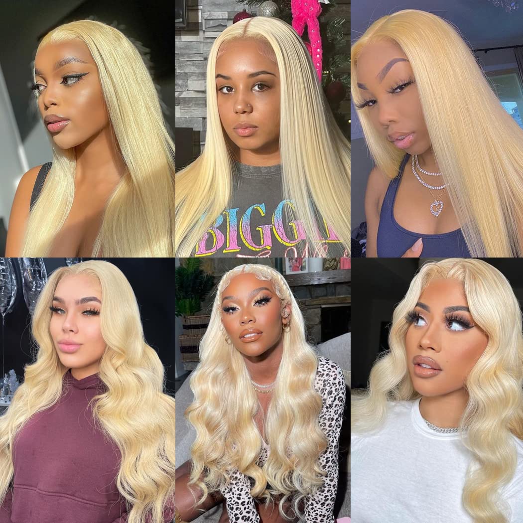 613 Blonde T Part Wig 13x6x1 Lace Front Human Hair Pre Plucked Straight Body Wave Lace Front Wigs for Women