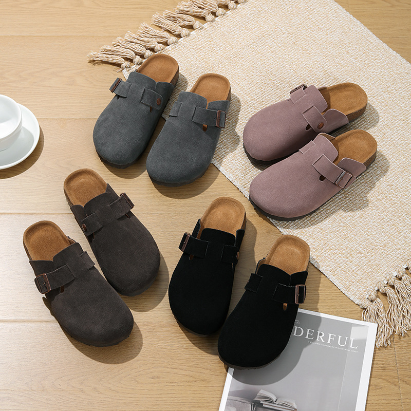 Designer shoes outdoor home fashion retro slippers high-quality cork cowhide men's and women's slippers size 35-44