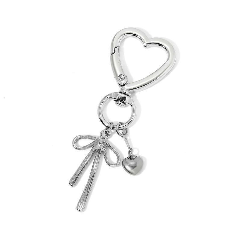 Fashion Simple Metal Stainless Steel Pendant Korean Style Keychain Lipstick Mesh Bag