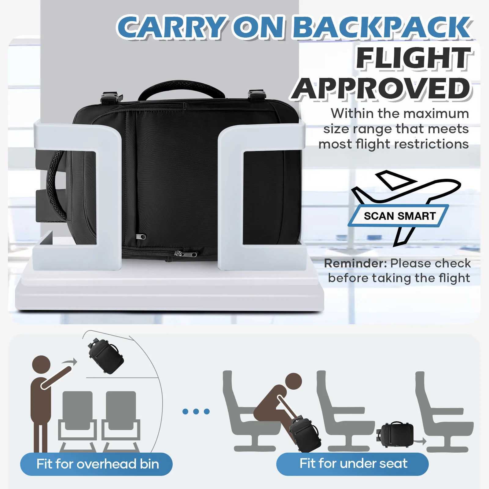 Men 156 inch Laptop Bag Cabin Airplane Travel Backpack 40x30x20 Hand Luggage Cabin Backpack Wizzair 40x30x20 College Backpack W251025
