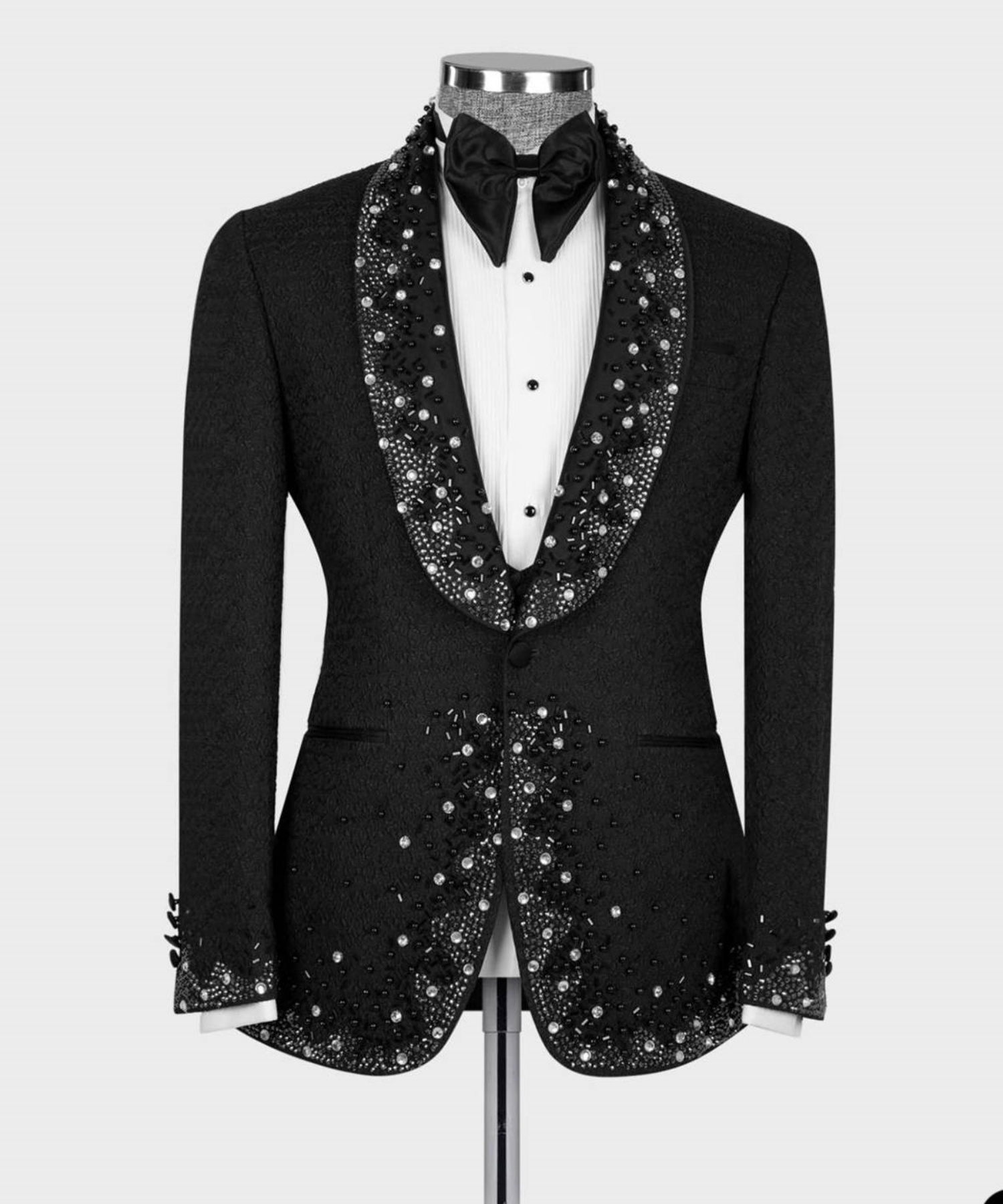 Stunning Men Suits 1 Piece Jacket Shawl Lapel Glitter Beaded Crystal Wedding Groom Tuxedos Male Prom Customized trajes para hombre