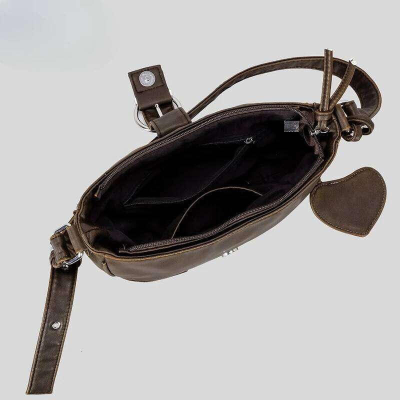 Vintage PU Leather Underarm Half Moon Women Crossbody Bags With Mirror Versatile Handbag For Female Summer Purses 1025