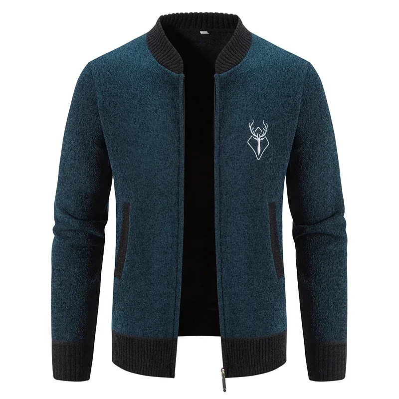 Mens Cardigan Sweater Autumn Winter Thick Warm Zipper Slim Fit Knitted Jacket Male Fleece Sweater Coat Jacket Men Clothing 251020