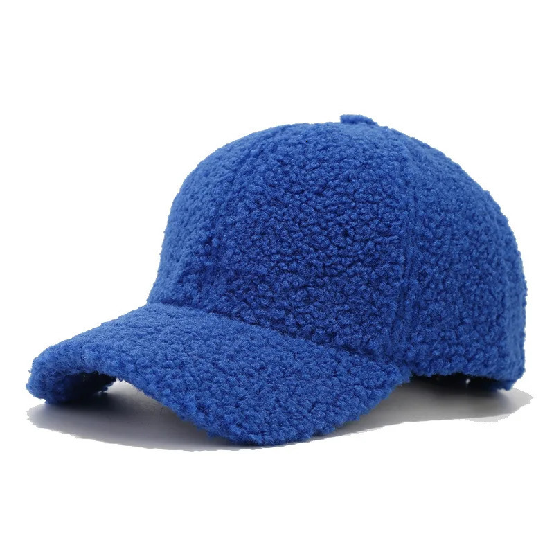 Korean Womens Fashion Autumn and Winter Solid Color Lamb Wool Baseball Cap Warm Peaked Retro Curved Brim Sun Hats 251023