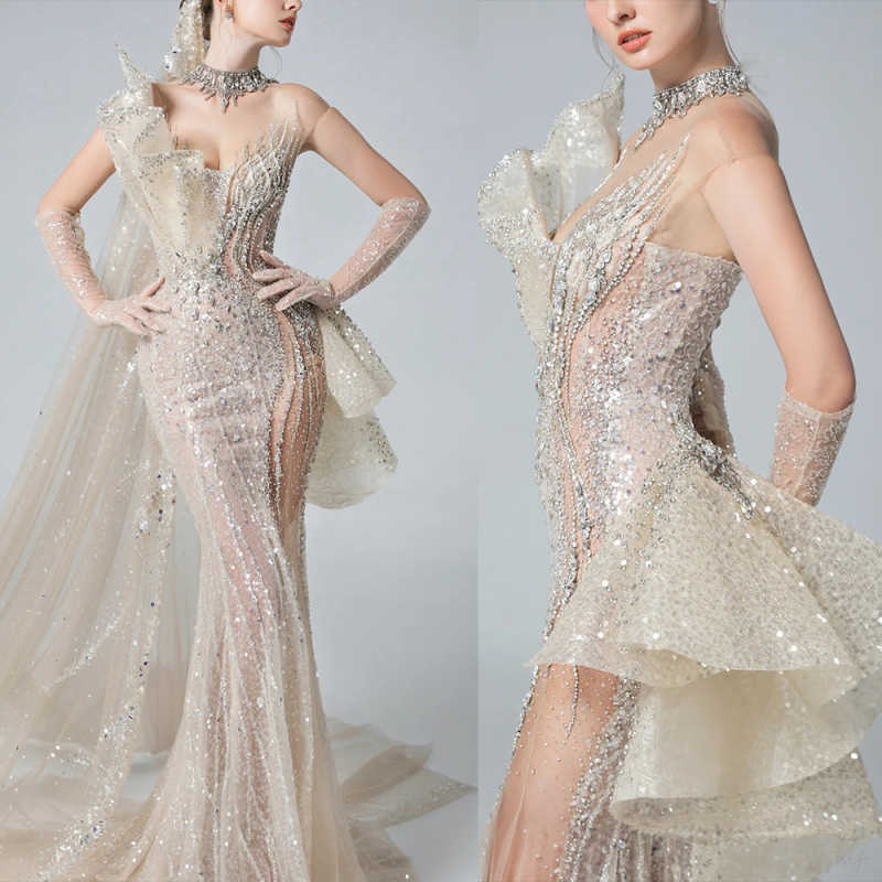 Stunning Evening Dresses Halter Sleeveless Handmade Crystal Rhinestone Sequin Dinner Party Prom Special Occasion Customized