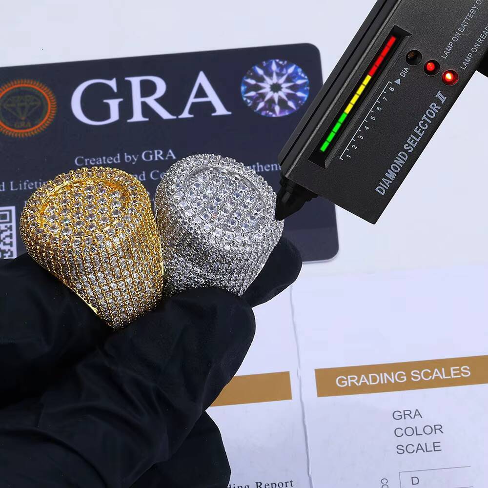 S925 Silver Moissanite Ring Customizable Full Diamond Hip Hop Trendy Brand Accessories Men