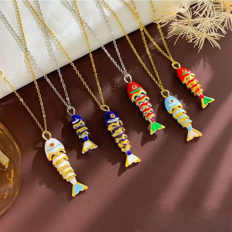 Exquisite Ocean Small Fish Pendant Necklace For Women Stainless Steel Personalized Collarbone Chain Cute Jewelry Gift 251023
