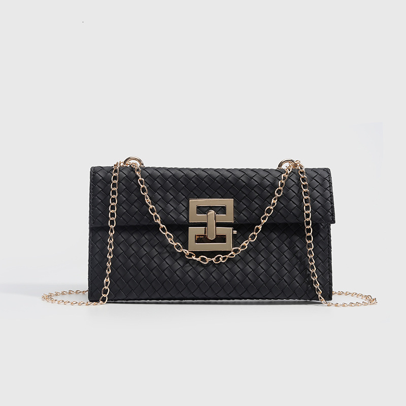 Luxury Brand Designer Bag Women's Bag Brown Woven Small Square Bag 2025 New Vacation Style Chain Flap Twist Lock Single Shoulder Crossbody Bag