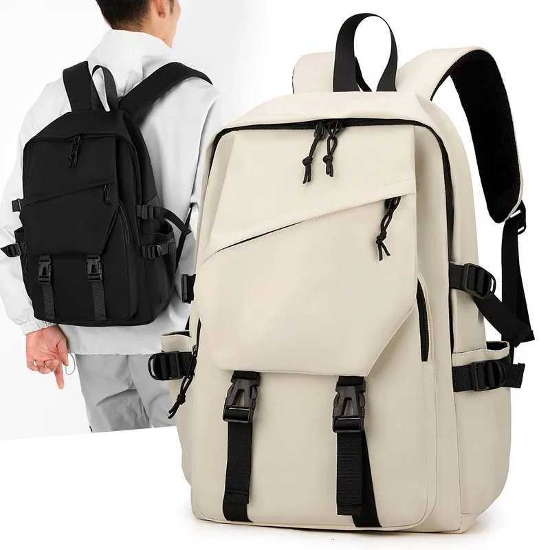One 15 Inch Polyester Waterproof Solid Color Simple Mens Backpack Fashion Couple Student Computer Backpack W251025