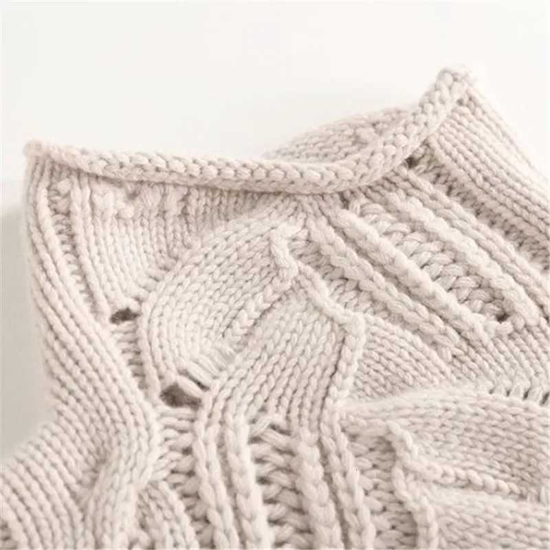 2025Autumn Winter Solid Korean Twist Hollow Women Sweater Causal Loose Wool Knit Pullover Turtleneck Women KnitwearsT251025