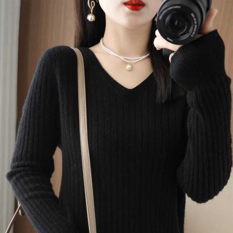 Sweater Women Autumn Winter Women Sweaters Fashion Vneck Cashmere Sweater Women Knitted Sweater Pullover 2022New TopsT251025
