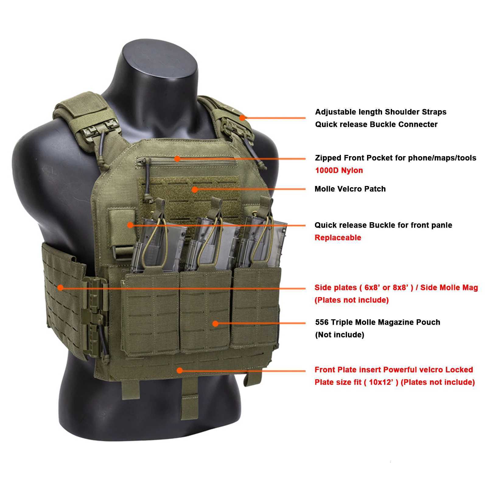 Plate CarrierNylon Tactical VestMol Vestfor Outdoor Hunting Accory Holds Standard 25x30cm PlateInclude 1 Pair Mesh Y251022