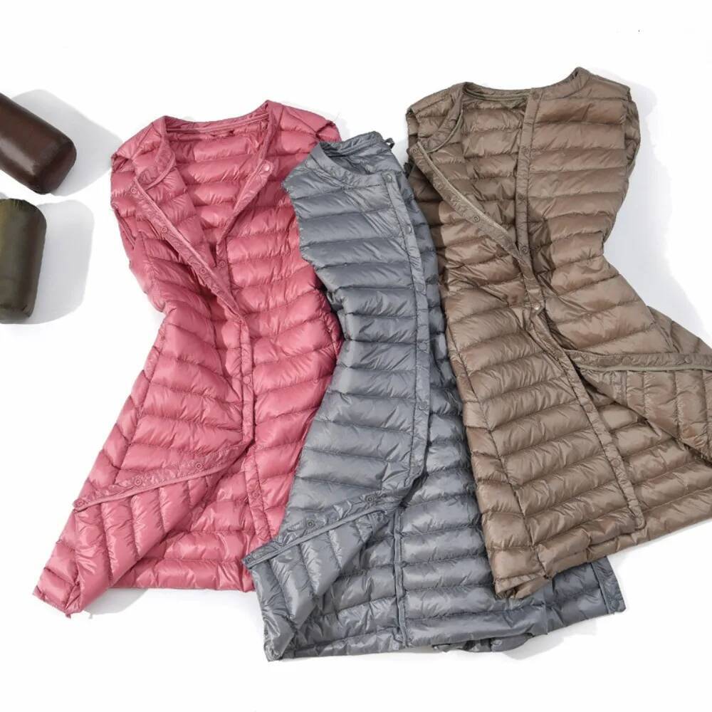 New 2023 Ultra Light Coats Casual Slim Long Duck Down Vests High Quality Women Winter Jackets Female Warm Waistcoat dongdumaoyi