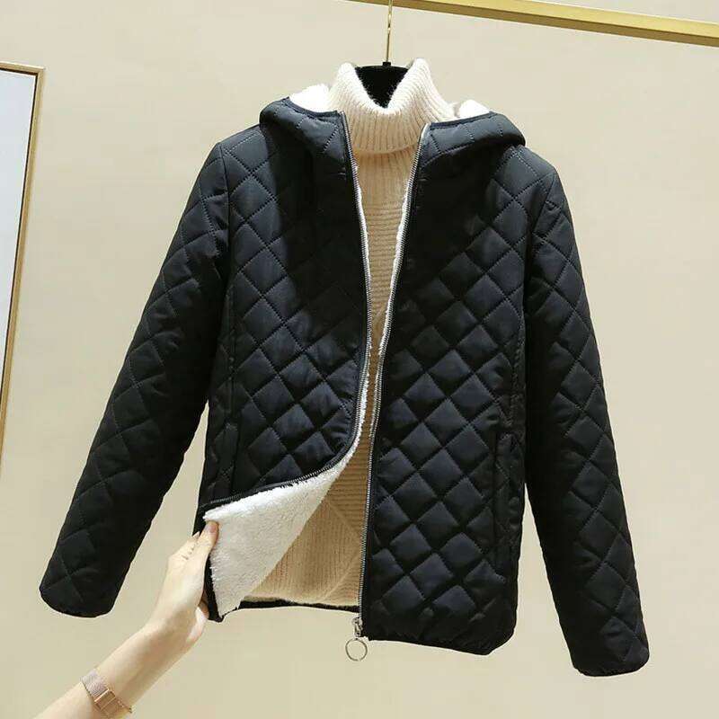 Black 2025 New Winter Female Korean Fleece Cotton Outcoat Padded Jacket Women Coat Thicken Hooded Parka Ladies Coats Designer Women