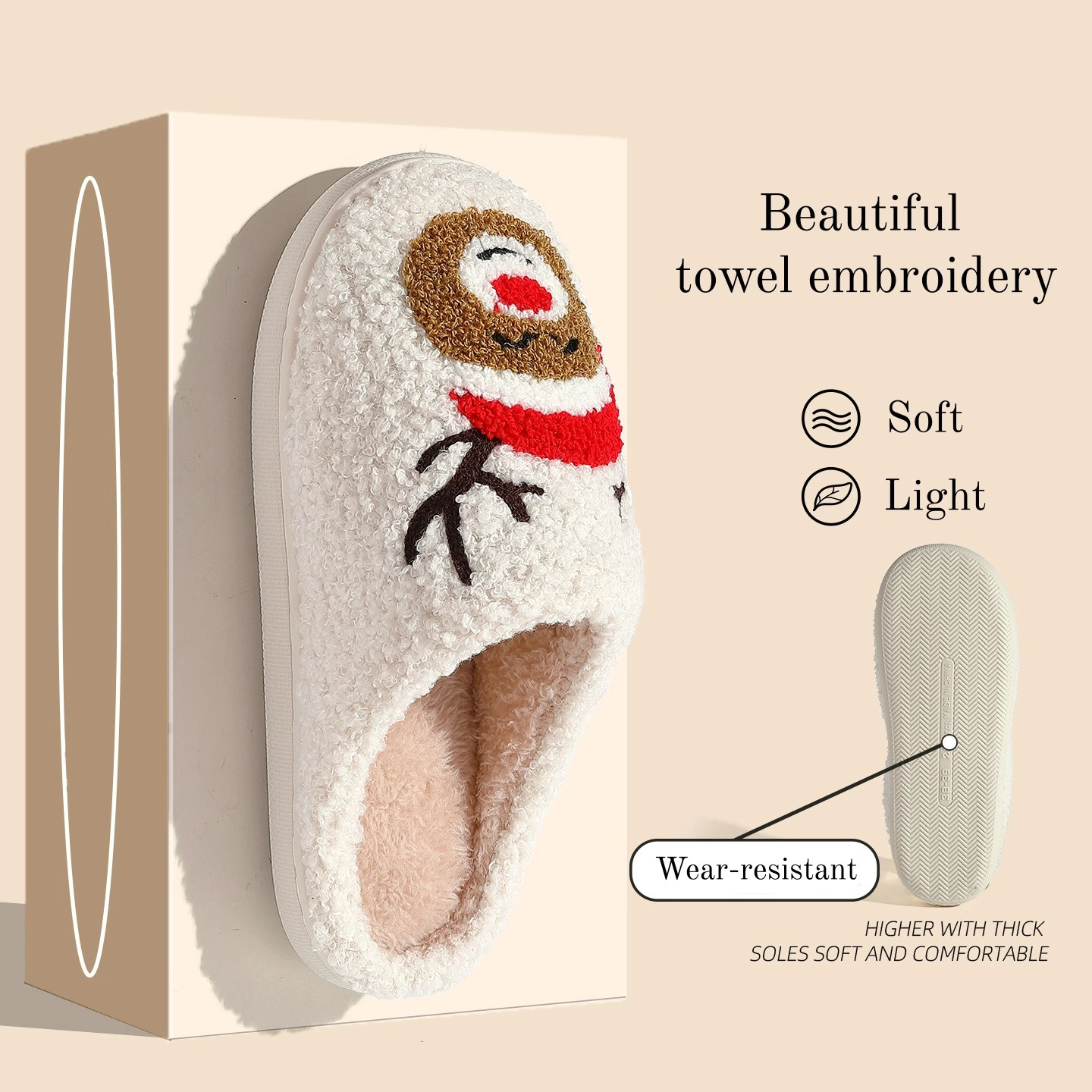 Christmas Women Warm Fashion Slippers Men Cute Santa Claus Embroidery Pattern Slides Couples Furry Sandals Family Plush Shoes251020