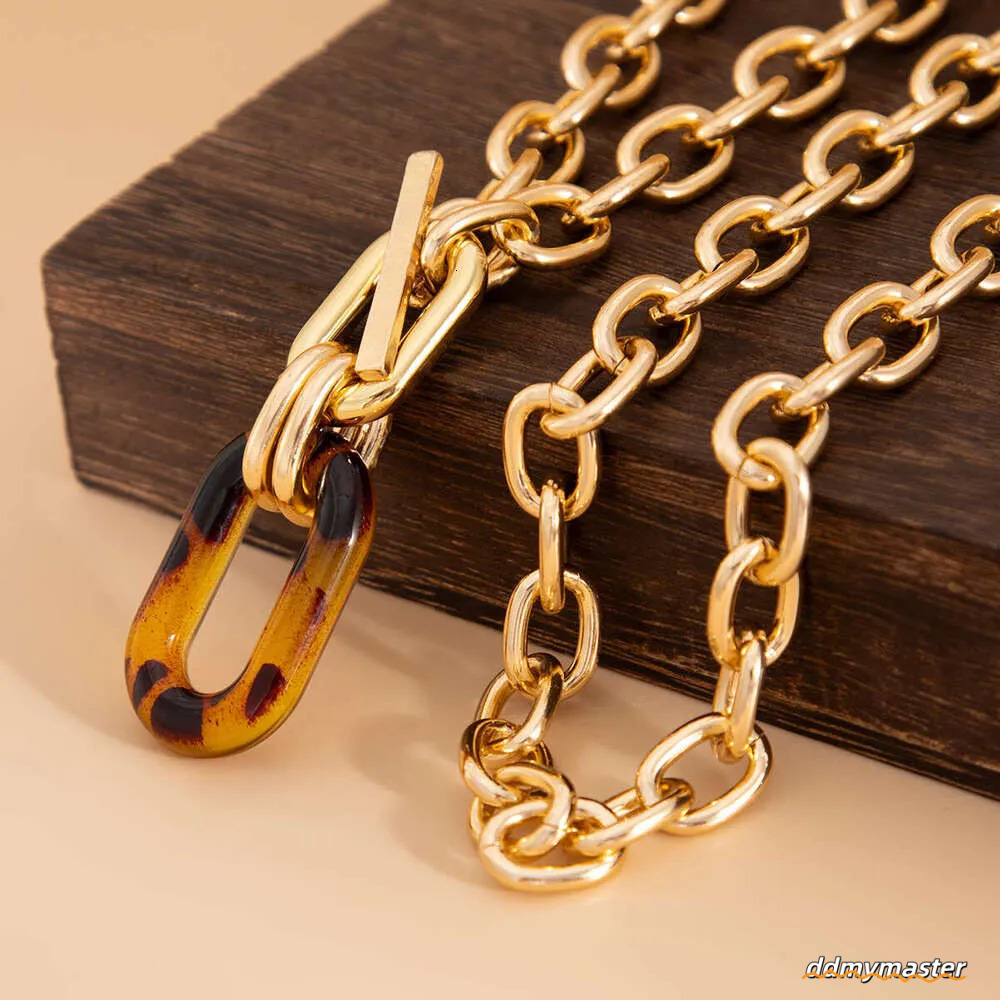 Fashion Leopard Print Necklace Set: Irregular Geometric Acrylic Collarbone Chain Accessories Ddmymaster