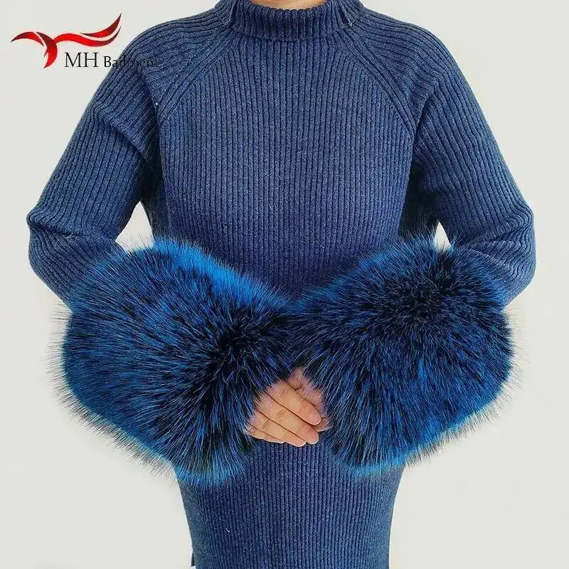 Winter Faux Fur Cuff Sleeves Fake Fur Cuffs Female Thicken Warm Plush Windproof Wristband Oversleeve 251023