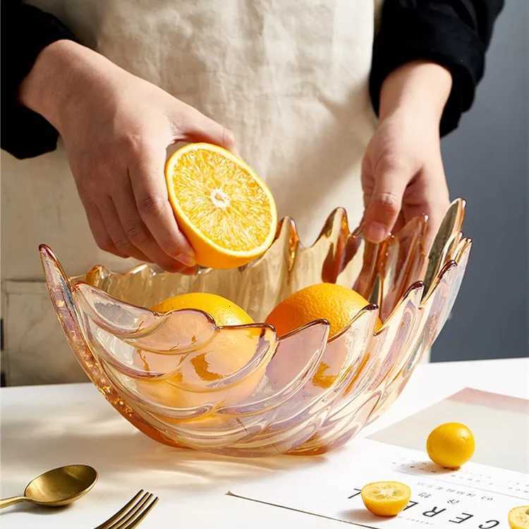 European Leaf Fruit Plate Living Ro Coffee Table Decoration He Storage Tray Crystal Dried Fruit Plate Snack Fruit Bowl Y251025
